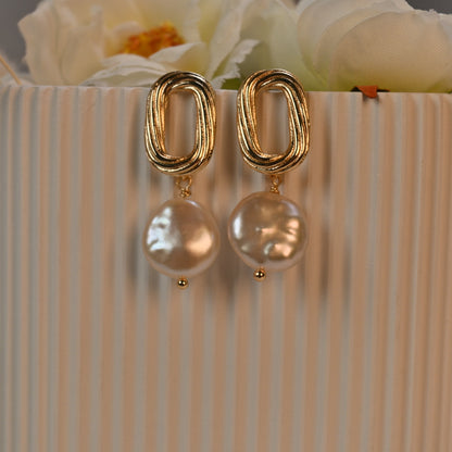 French twist statement baroque pearl earring