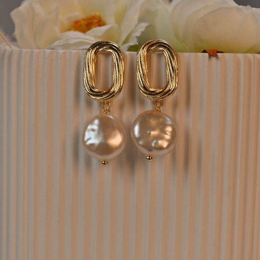 French twist statement baroque pearl earring