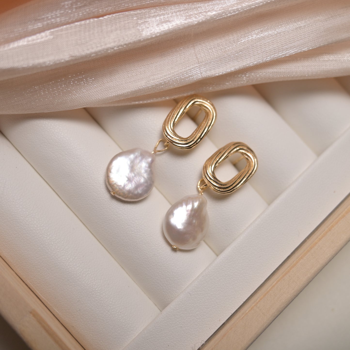 French twist statement baroque pearl earring