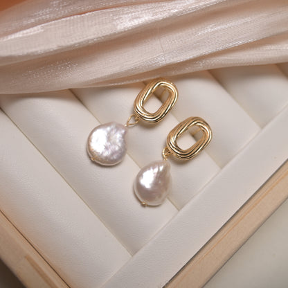 French twist statement baroque pearl earring