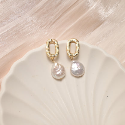 French twist statement baroque pearl earring