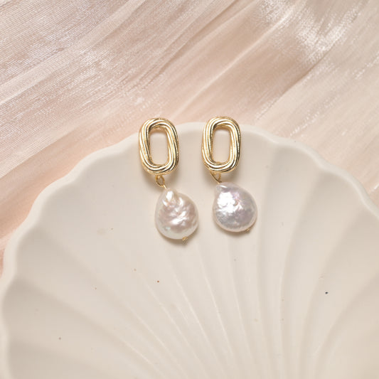 French twist statement baroque pearl earring