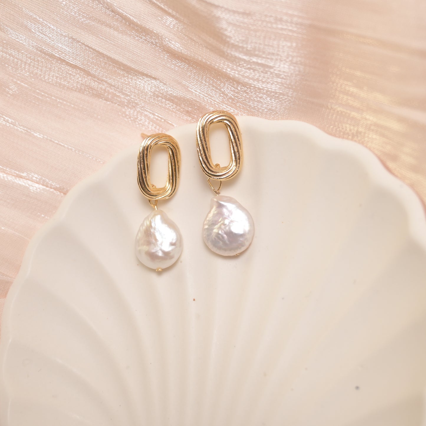 French twist statement baroque pearl earring