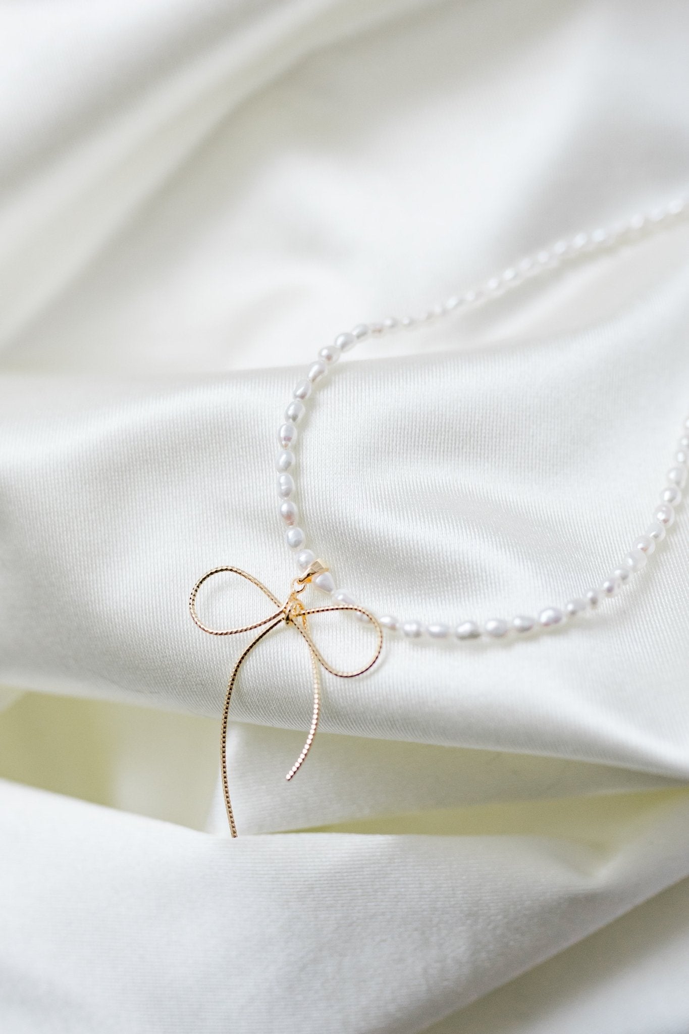 Aurora cutie bow baby pearl necklace - ZG_Pearls14K Gold FilledZG_Pearls14K gold filled