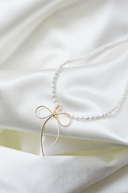 Aurora cutie bow baby pearl necklace - ZG_Pearls14K Gold FilledZG_Pearls14K gold filled