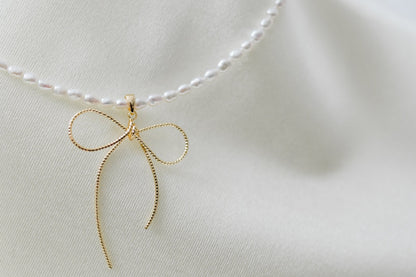 Aurora cutie bow baby pearl necklace - ZG_Pearls14K Gold FilledZG_Pearls14K gold filled