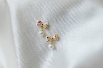 Blush Bow Pearls Earring - ZG_Pearls14K Gold FilledZG_Pearls14K gold filled