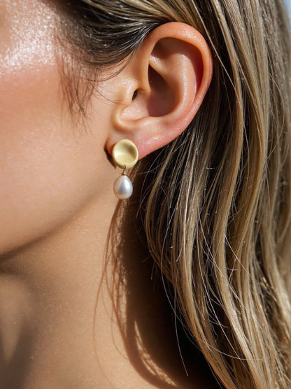 Contour Drop freshwater Pearl earring - ZG_PearlsS925/Sterling SliverZG_PearlsGoldSterling silver