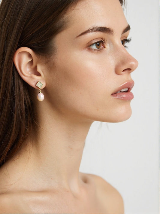 Geometric Radiance freshwater Pearl earring - ZG_Pearls14K Gold FilledZG_Pearls14K gold filled