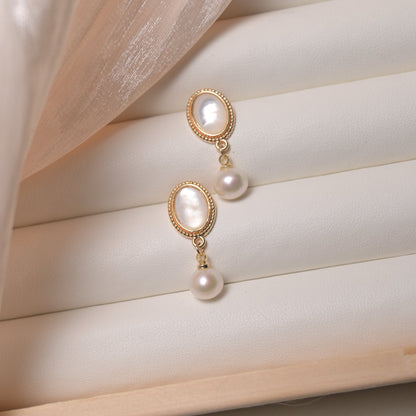 Vintage mother of pearl drop earring - ZG_Pearls14K Gold FilledZG_Pearls14K gold filled